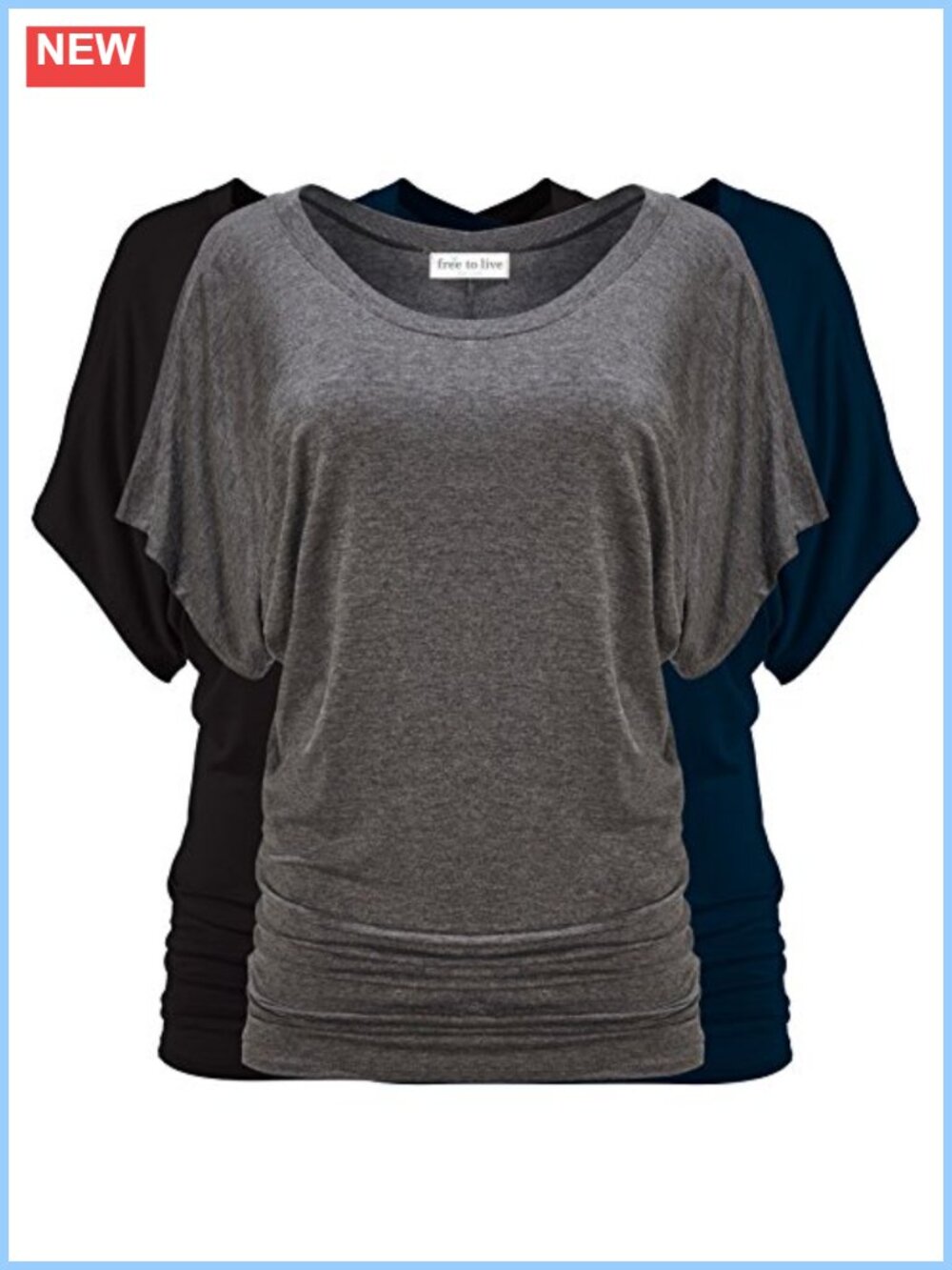 3 Pack Dolman Sleeve Tunic Dressy Business Casual Tops for Women Short Sleeve